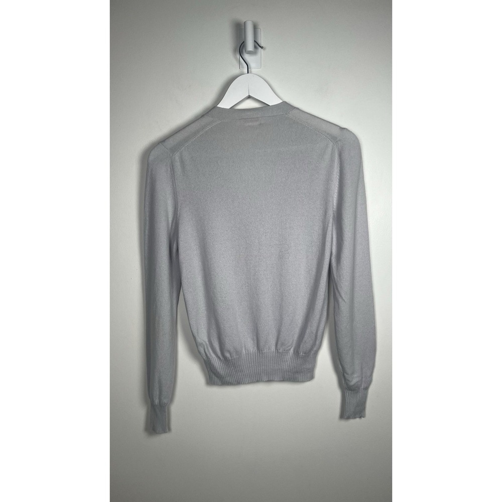 100% Cashmere Gentry portofino Size 42 US 6 Light Gray V-Neck Button Up Cardigan - Picture 2 of 11